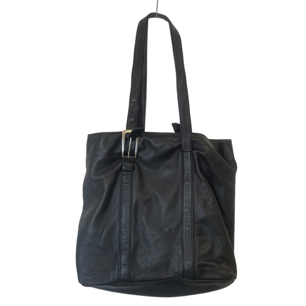 Canneth Cole Black Faux‎ Leather Shoulder Back Midi Size Roomy Academia Casual